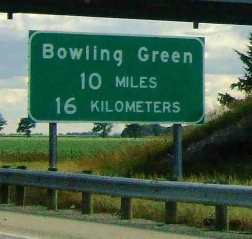 Road Sign Miles Kilometers