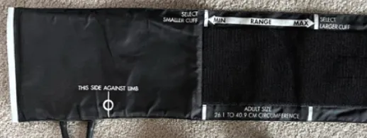 arm cuff inside markings