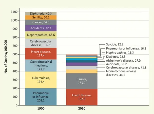 Causes of Death 1900 and 2010