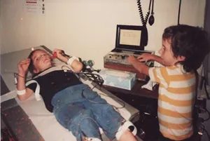 Joe tests EKG on Mike