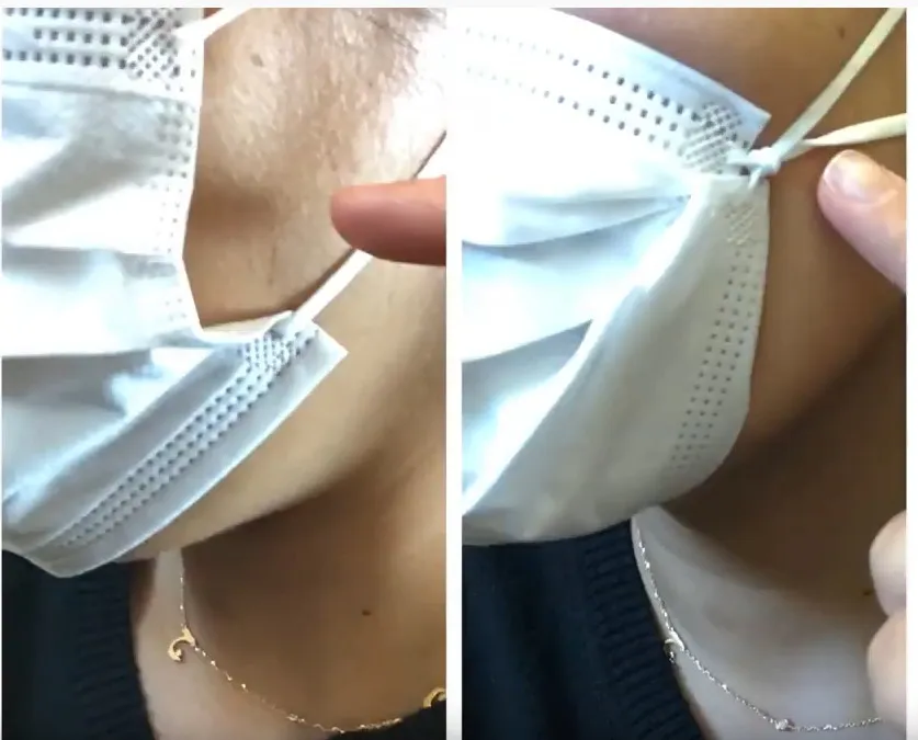 How to make your mask fit better by tieing the ear pieces together