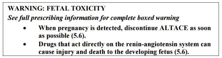 FDA warning for Ramipril